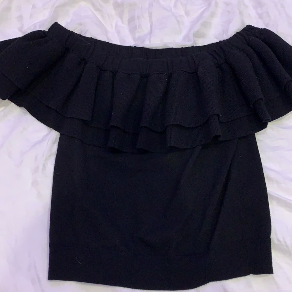 Black J. Crew Off-the-Shoulder crop top